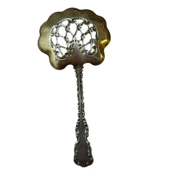 Whiting Louis XV Sterling Silver 1891 Solid Bon Bon Nut Spoon 4 1/2" Party Glam - Picture 3 of 4